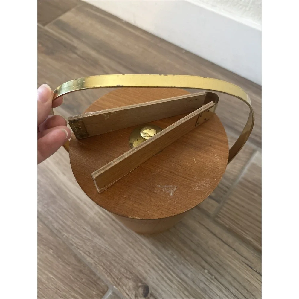 Vintage‎ Real Teak Wood Ice Bucket 60s KMC Danish Mid Century Modern 6